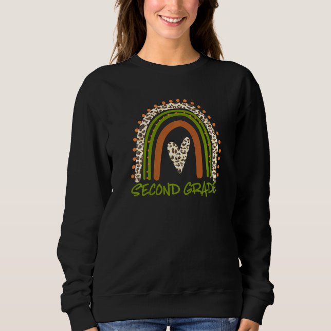 Teacher Zweiter 2nd Rang Rainbow Leopard Cheetah P Sweatshirt (Vorderseite)