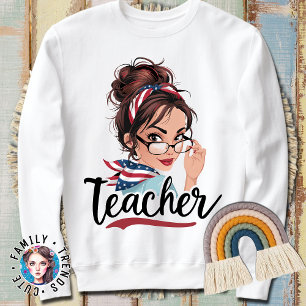 TeacherLife Funny Messy Bun Hair Band Glass Sweatshirt