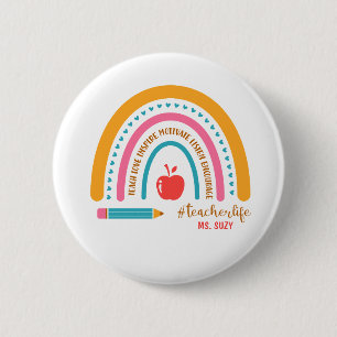 #Teacherlife Rainbow Personalisiert Teacher's Name Button