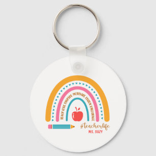 #Teacherlife Rainbow Personalisiert Teacher's Name Schlüsselanhänger