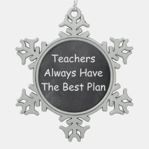 Teachers Best Plan Chalkboard Design Geschenk Idee Schneeflocken Zinn-Ornament