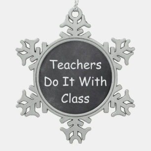 Teachers Class Chalkboard Design Geschenk Idee Schneeflocken Zinn-Ornament