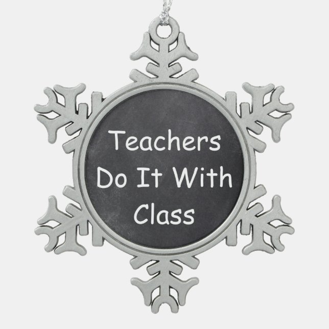 Teachers Class Chalkboard Design Geschenk Idee Schneeflocken Zinn-Ornament (Vorderseite)