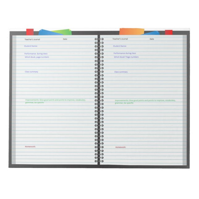 Teacher's Journal Pad zu verfolgen Online-Studente Notizblock (Vorderseite)