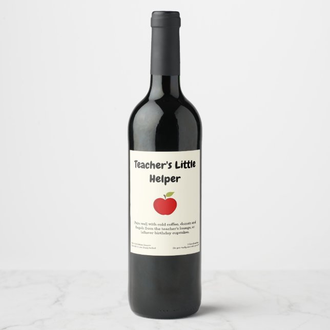 Teacher's Little Helper Joke Wine Label Weinetikett (Vorderseite)