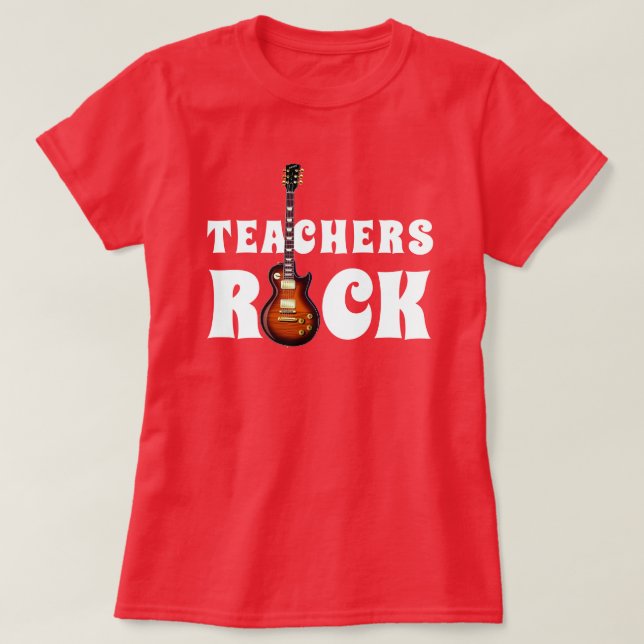 "Teachers Rock" mit Gitarre T-Shirt (Design vorne)