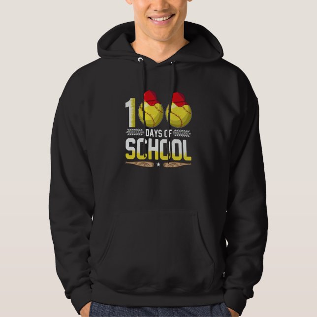 Teachers Students 100th Day of School Softball Hoodie (Vorderseite)