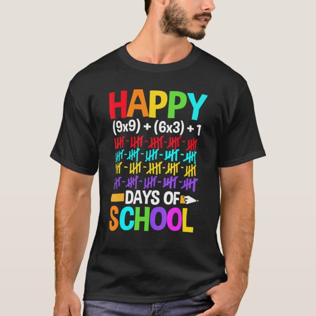 Teachers Students Happy 100 Days of School T-Shirt (Vorderseite)