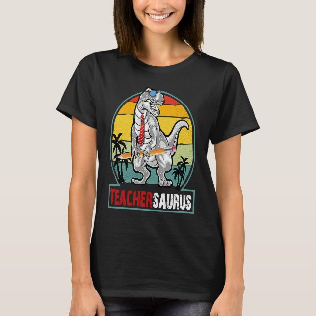 Teachersaurus Rex Lehrer Saurus Dinosaur Schule T-Shirt (Vorderseite)
