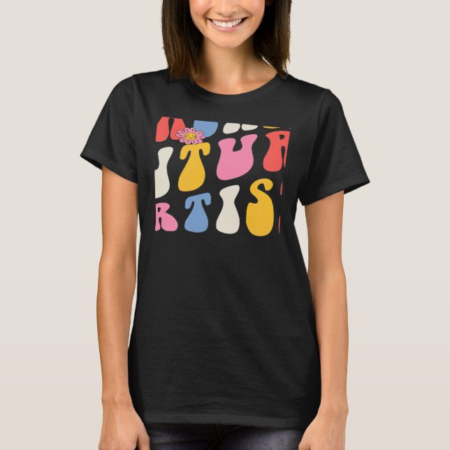 Teaching Future Artists Groovy Retro Back To Schoo T-Shirt (Vorderseite)