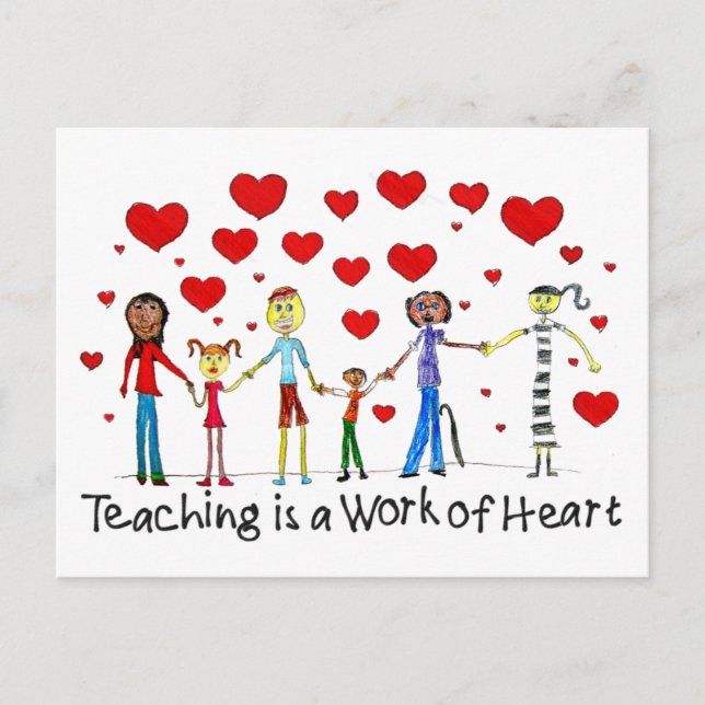 Teaching is a Work of Heart Postcard Postkarte (Vorderseite)