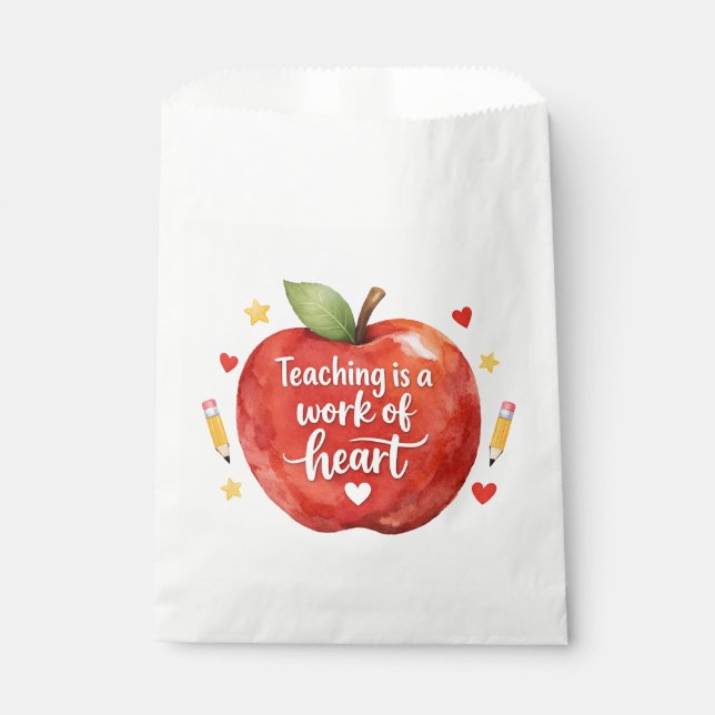 Teaching Is a Work of Heart Teacher Favor Bags Geschenktütchen (Vorderseite)