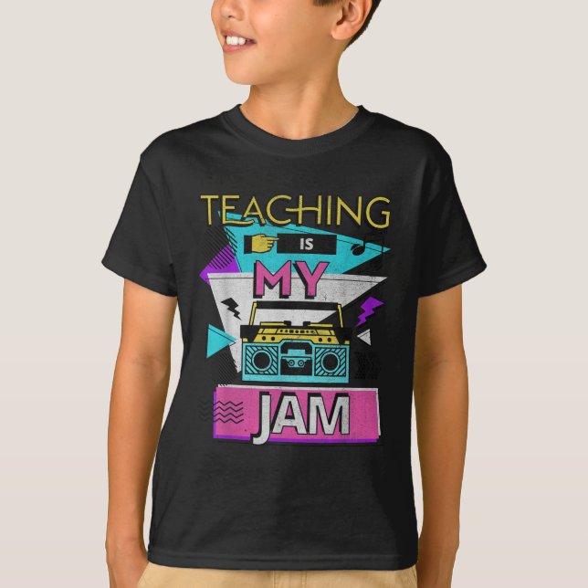 Teaching Is My Jam Funny Retro Teacher Back To Sch T-Shirt (Vorderseite)
