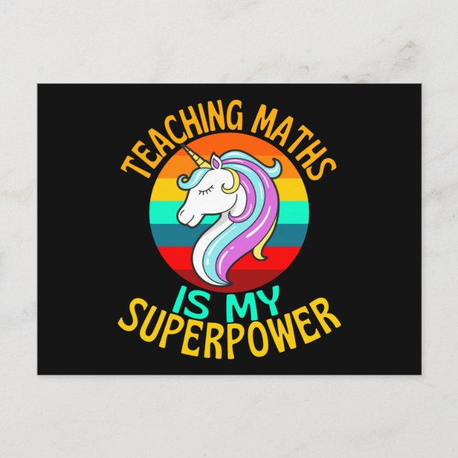 Teaching Maths Is My Superpower Unicorn Postkarte (Vorderseite)