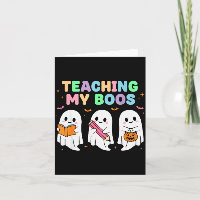 Teaching My Boos Soky Teacher Women Cute Ghost  Karte (Vorderseite)
