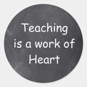 Teaching Work Heart Chalkboard Design Geschenk Ide Runder Aufkleber