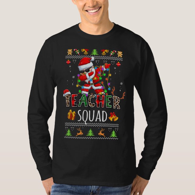 Teachsquad Dabbing Santa Ugly Sweater Leopard B T-Shirt (Vorderseite)