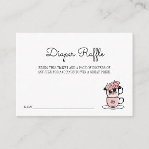 Teacup & Blume Baby Duschdusche Windeln Raffle Tic Begleitkarte