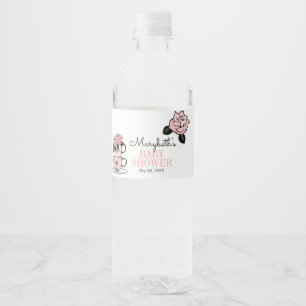 Teacup & Blume Babydusche Wasser Flasche Etikett