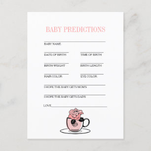 Teacup & Blume Kinderdusche Baby Predication Game Ankündigungspostkarte