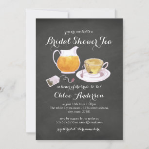 Teacup Chalkboard Brautparty Tee Party Einladung