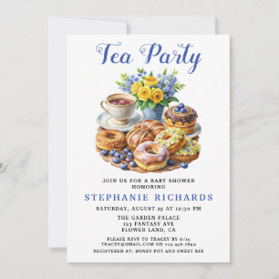 Teacup Donut Floral Tee Party Babydusche Einladung