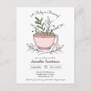 Teacup Floral Hand gezeichnet Tea-Party Kinderdusc Postkarte