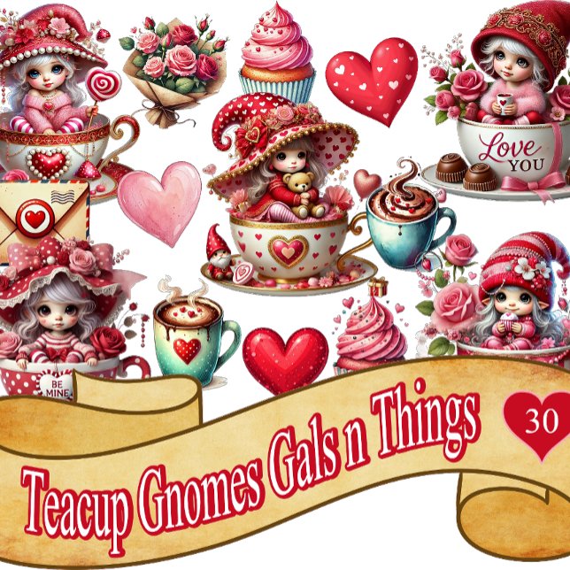 Teacup Gnome Gals and Things Aufkleber (Von Creator hochgeladen)