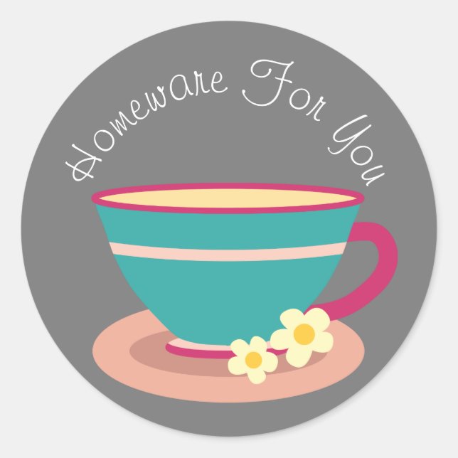 Teacup Home-ware-Design Geschenkartikelmarke Runder Aufkleber (Vorderseite)