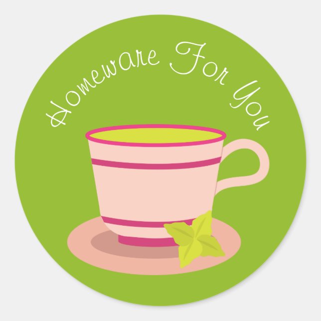 Teacup Home-ware-Design Geschenkartikelmarke Runder Aufkleber (Vorderseite)