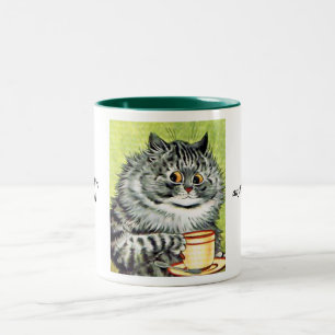 Teacup-Katze durch Louis Wain Zweifarbige Tasse