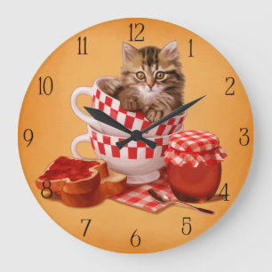 teacup kitty große wanduhr