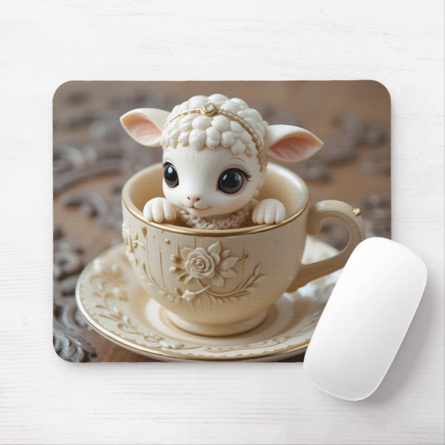 Teacup Lamb Carving Mousepad (Mit Mouse)