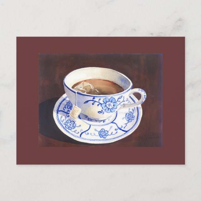 Teacup mit Teabag Postkarte (Vorderseite)