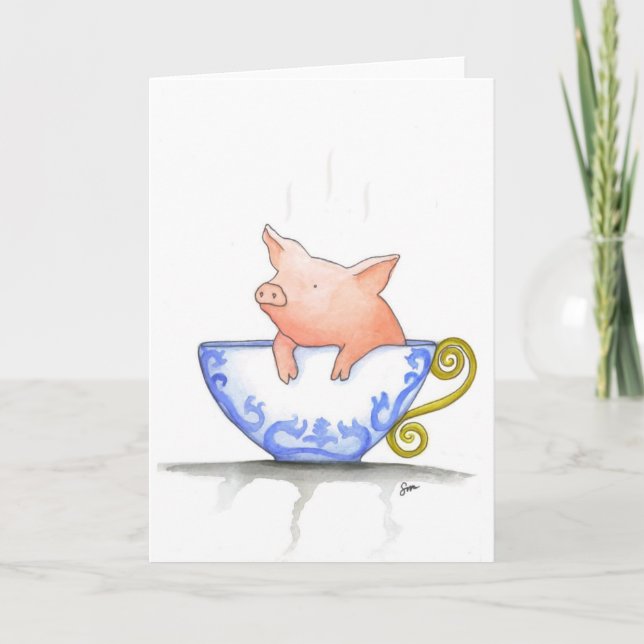 Teacup Pig Print Karte (Vorderseite)