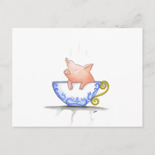 Teacup Pig Print Postkarte