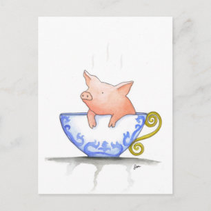 Teacup Pig Print Postkarte