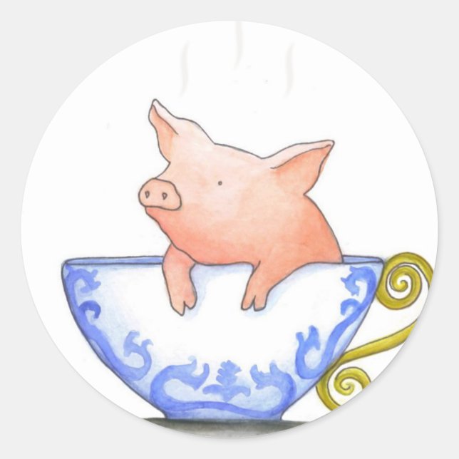 Teacup Pig Print Runder Aufkleber (Vorderseite)