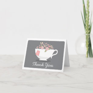 Teacup Pink Floral Thank You Card Dankeskarte