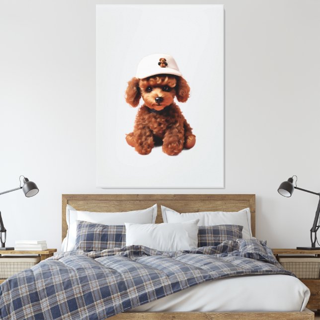 Teacup-Pudel mit Hut Leinwanddruck (Insitu (Schlafzimmer))