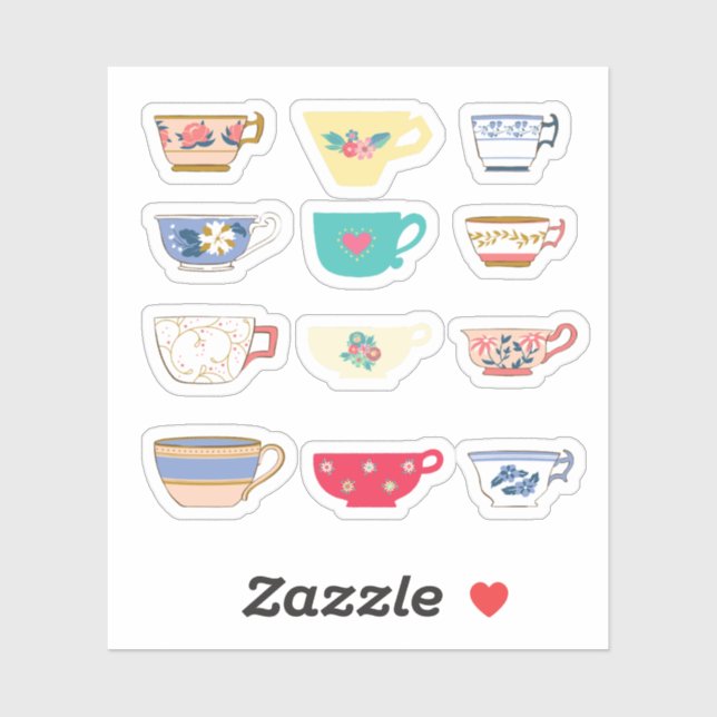 Teacup Stickers Aufkleber (Blatt)