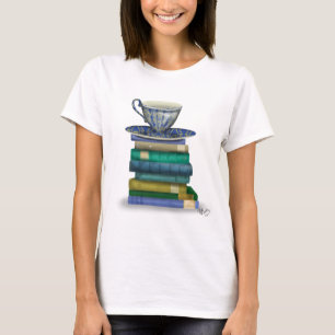 Teacup und Bücher T-Shirt