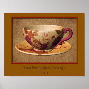 Teacup und Saucer addieren Ihr eigenes Angebot Poster