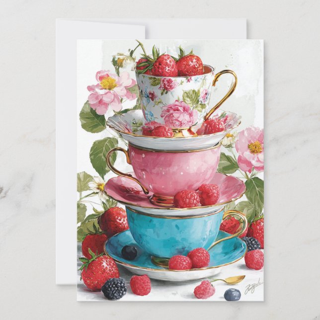 Teacup Whimsy | Spielender Charme Einladung (Vorderseite)