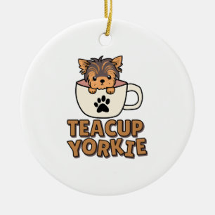 Teacup Yorkie-Welpe Keramik Ornament