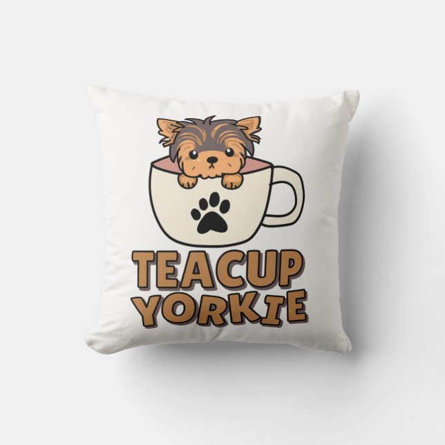 Teacup Yorkie Welpe  Kissen (Vorderseite)