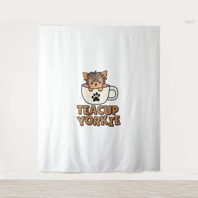 Teacup Yorkie Welpe Wandteppich (Vorderseite)