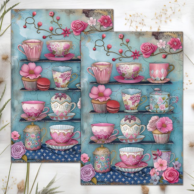 TEACUPS DECOUPAGE TISSUPAPIER SEIDENPAPIER (TEACUPS DECOUPAGE TISSUE PAPER)