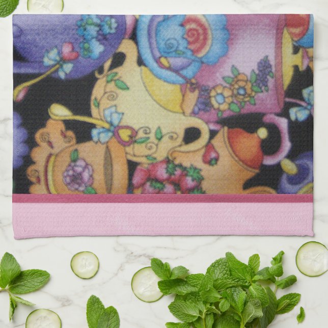 Teacups und Teekannen Küchentuch (Gefaltet)