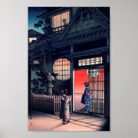 Teahouse at Night, Tsuchiya Koitsu, Holzschnitt